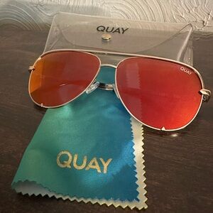 Quay Australia Red Aviator Sunglasses